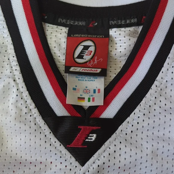 Reebok Allen Iverson I3 White Black Red Jersey M - Picture 2 of 7